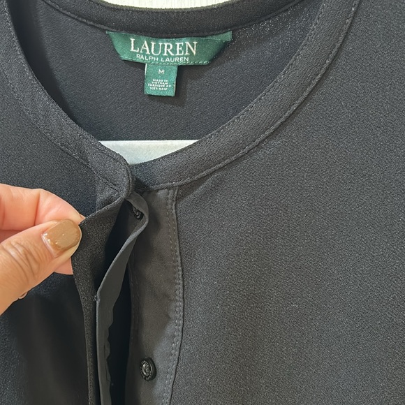 RALPH LAUREN WOMENS BLOUSE HIDDEN 3/8 BUTTONS BLACK Sz MD - Picture 6 of 10